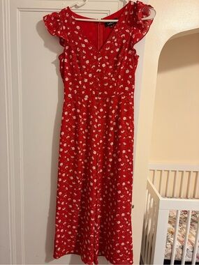 Lulu's Red Floral Jumpsuit